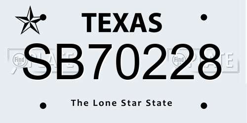 SB70228 Texas License Plate