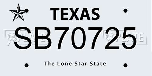 SB70725 Texas License Plate