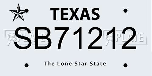 SB71212 Texas License Plate