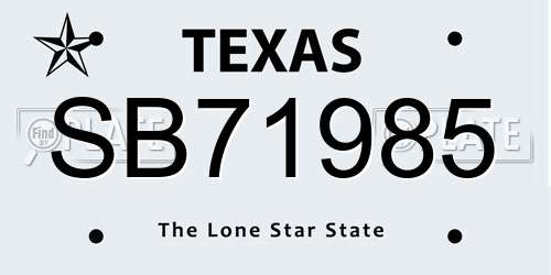 SB71985 Texas License Plate
