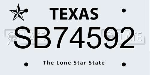 SB74592 Texas License Plate