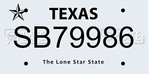 SB79986 Texas License Plate