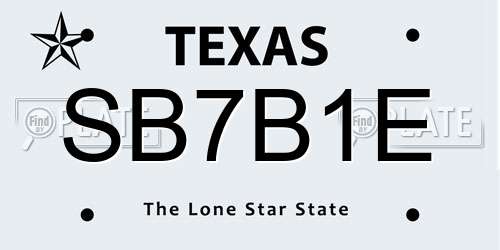 SB7B1E Texas License Plate