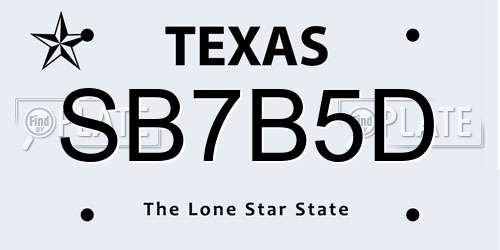 SB7B5D Texas License Plate