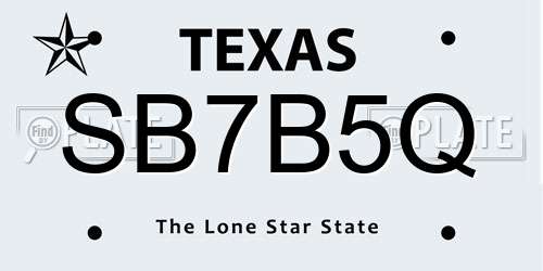 SB7B5Q Texas License Plate