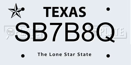 SB7B8Q Texas License Plate