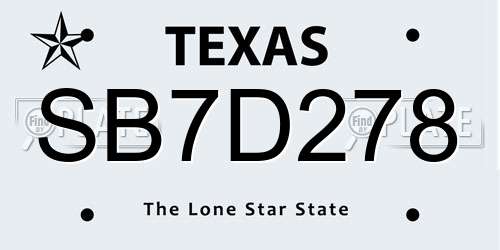 SB7D278 Texas License Plate