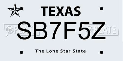 SB7F5Z Texas License Plate