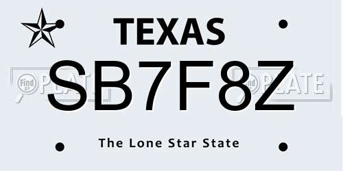 SB7F8Z Texas License Plate