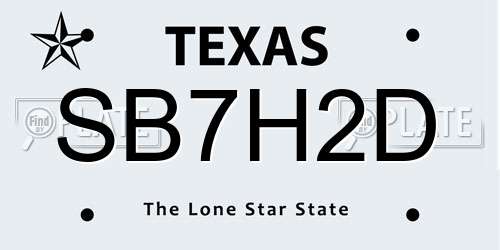 SB7H2D Texas License Plate