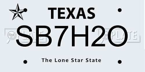 SB7H2O Texas License Plate