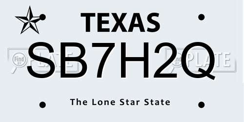 SB7H2Q Texas License Plate