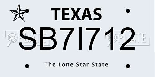 SB7I712 Texas License Plate