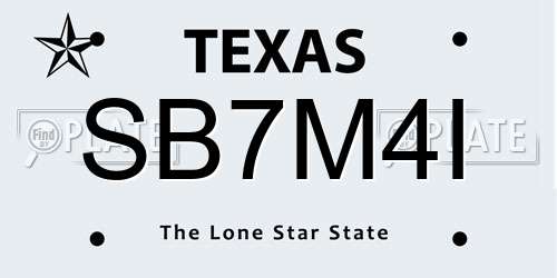 SB7M4I Texas License Plate