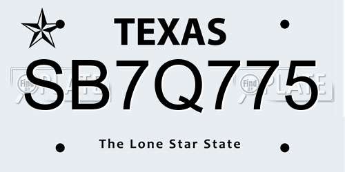 SB7Q775 Texas License Plate