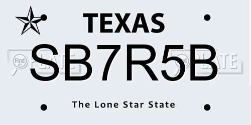 SB7R5B Texas License Plate