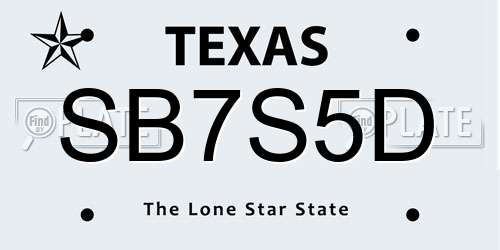 SB7S5D Texas License Plate