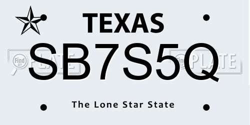 SB7S5Q Texas License Plate