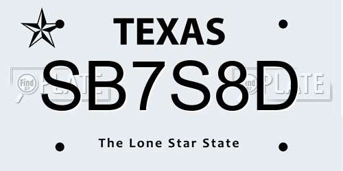 SB7S8D Texas License Plate