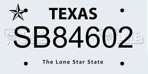 SB84602 Texas License Plate