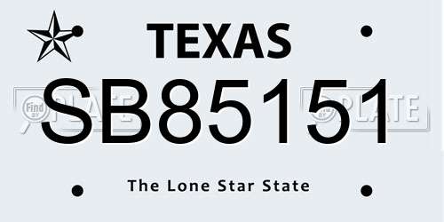 SB85151 Texas License Plate