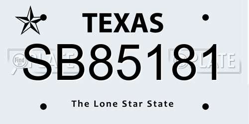 SB85181 Texas License Plate