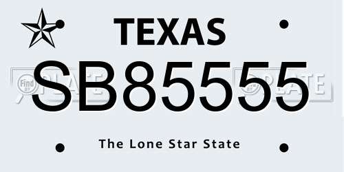 SB85555 Texas License Plate