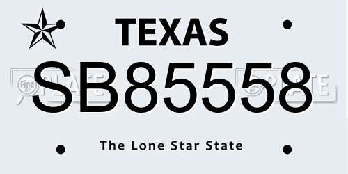 SB85558 Texas License Plate