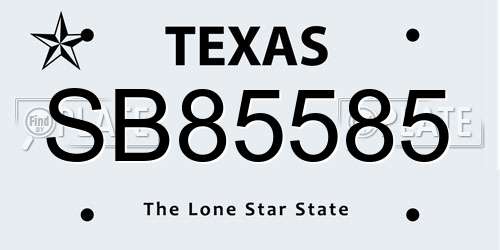 SB85585 Texas License Plate