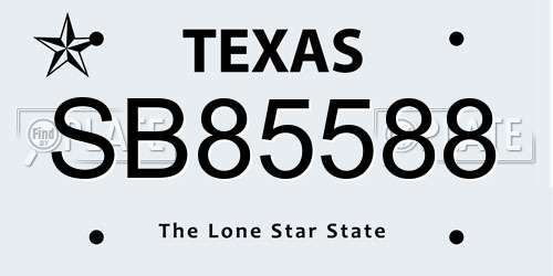 SB85588 Texas License Plate