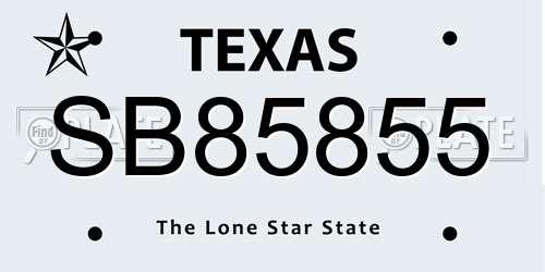 SB85855 Texas License Plate