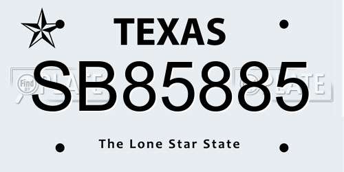 SB85885 Texas License Plate