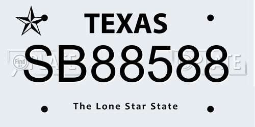 SB88588 Texas License Plate