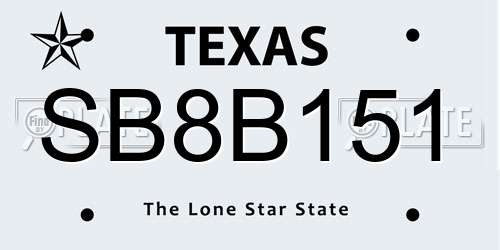 SB8B151 Texas License Plate