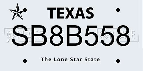 SB8B558 Texas License Plate