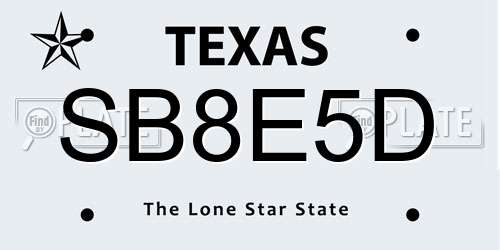 SB8E5D Texas License Plate