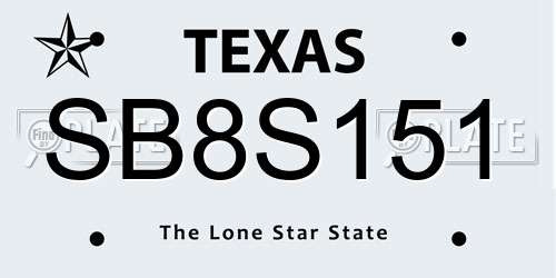 SB8S151 Texas License Plate