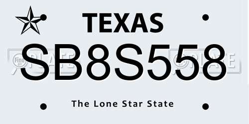 SB8S558 Texas License Plate