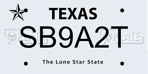 SB9A2T Texas License Plate