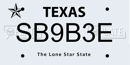 SB9B3E Texas License Plate