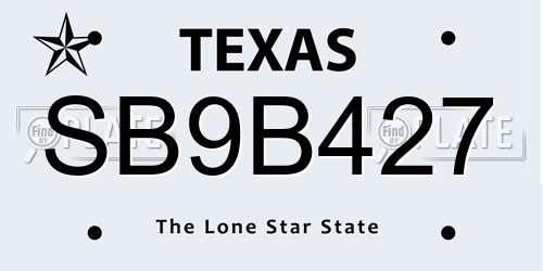 SB9B427 Texas License Plate