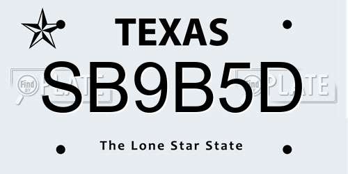 SB9B5D Texas License Plate