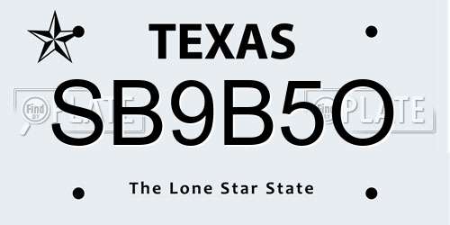 SB9B5O Texas License Plate