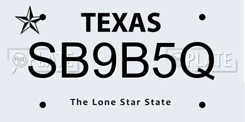 SB9B5Q Texas License Plate