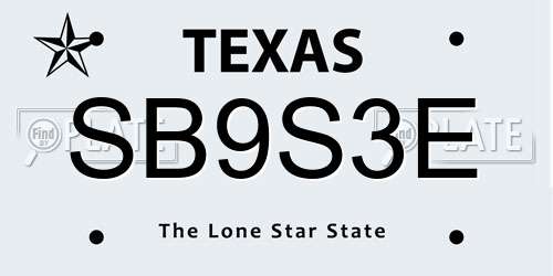 SB9S3E Texas License Plate