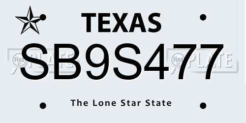 SB9S477 Texas License Plate