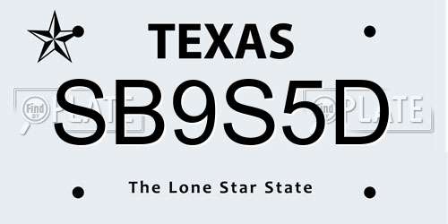 SB9S5D Texas License Plate
