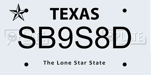 SB9S8D Texas License Plate