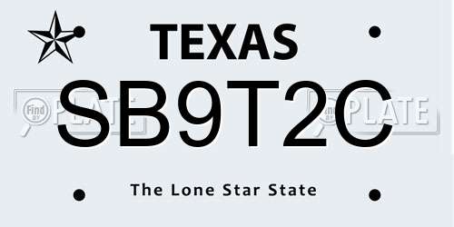 SB9T2C Texas License Plate