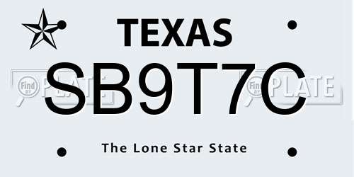 SB9T7C Texas License Plate
